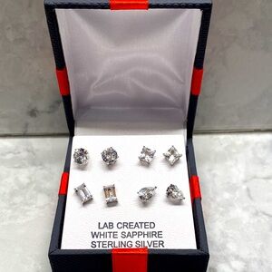 Sterling Silver White Sapphire Earring Set